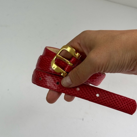 Beacon Hill Vintage Red Snakeskin Skinny Casual Dress Belt Gold Buckle